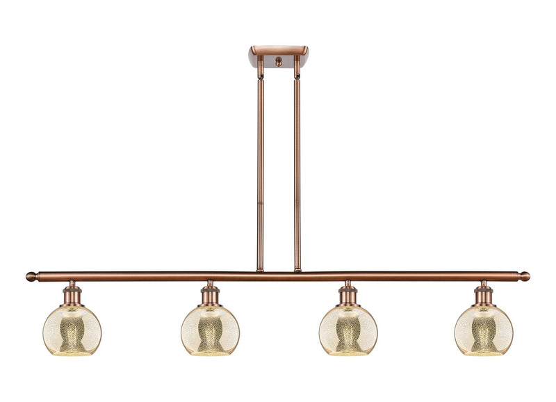 Innovations 516-4I-AC-G128-6 Four Light Island Pendant, Antique Copper