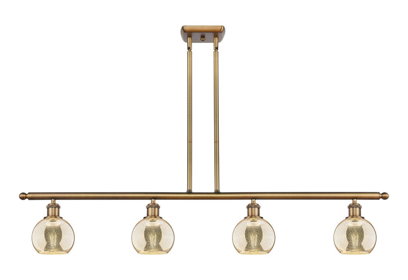 Innovations 516-4I-BB-G128-6 Four Light Island Pendant, Brushed Brass