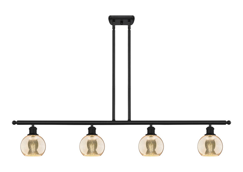 Innovations 516-4I-BK-G128-6 Four Light Island Pendant, Matte Black