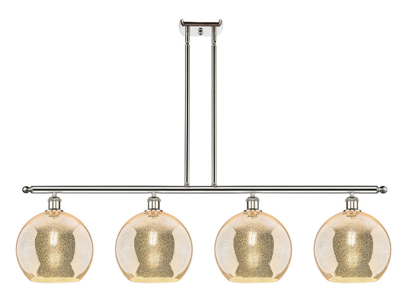 Innovations 516-4I-PN-G128-10 Four Light Island Pendant, Polished Nickel