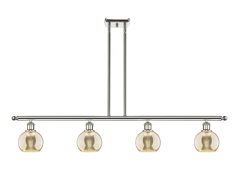 Innovations 516-4I-PN-G128-6 Four Light Island Pendant, Polished Nickel