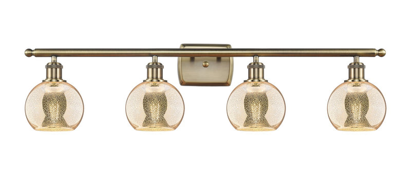 Innovations 516-4W-AB-G128-6 Four Light Bath Vanity, Antique Brass