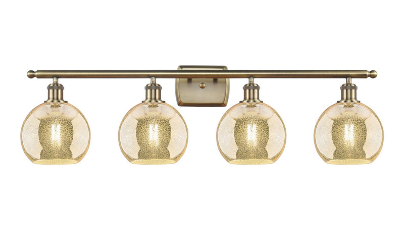 Innovations 516-4W-AB-G128-8 Four Light Bath Vanity, Antique Brass