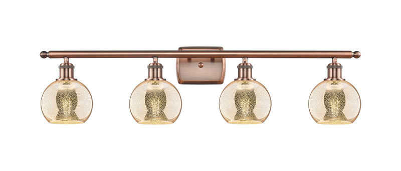 Innovations 516-4W-AC-G128-6 Four Light Bath Vanity, Antique Copper