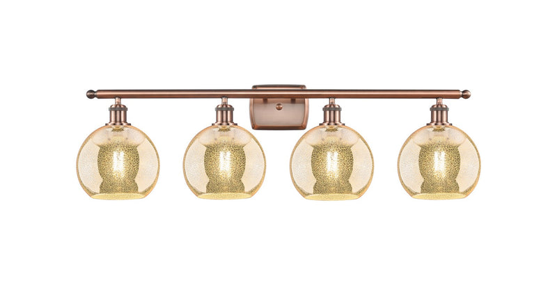 Innovations 516-4W-AC-G128-8 Four Light Bath Vanity, Antique Copper