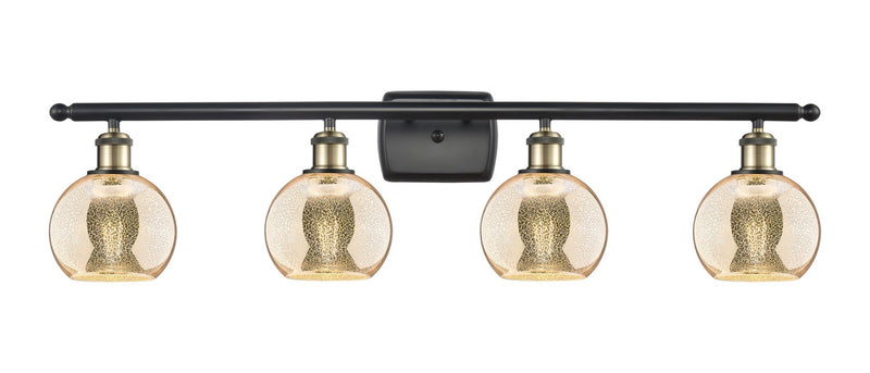 Innovations 516-4W-BAB-G128-6 Four Light Bath Vanity, Black Antique Brass