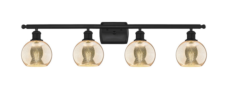 Innovations 516-4W-BK-G128-6 Four Light Bath Vanity, Matte Black