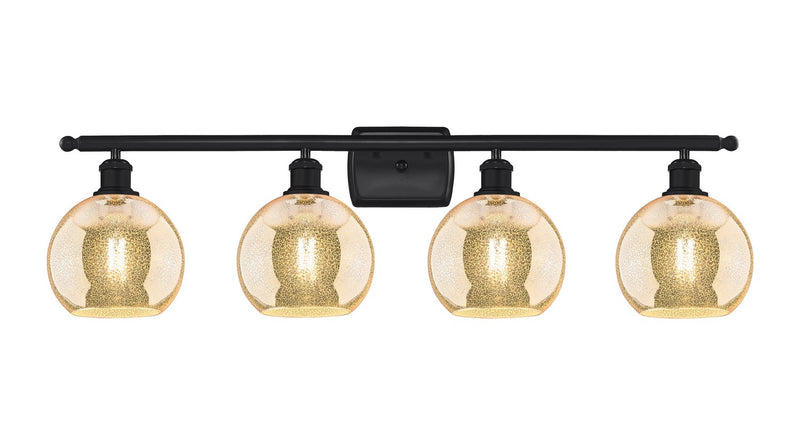 Innovations 516-4W-BK-G128-8 Four Light Bath Vanity, Matte Black