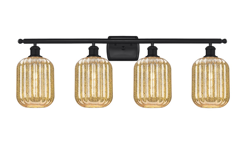 Innovations 516-4W-BK-G460-7ME Four Light Bath Vanity, Matte Black