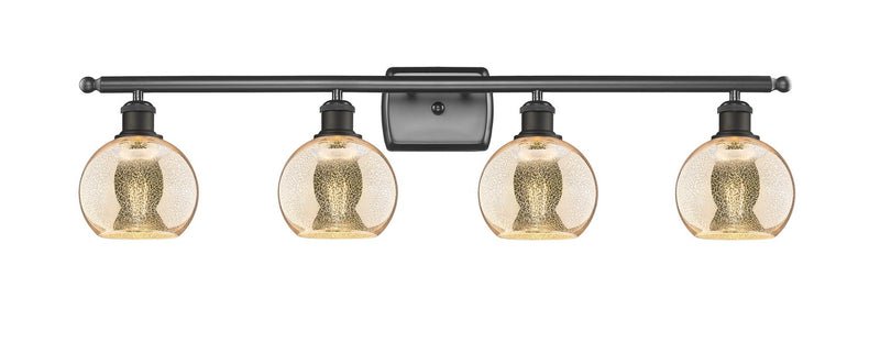 Innovations 516-4W-OB-G128-6 Four Light Bath Vanity, Oil Rubbed Bronze