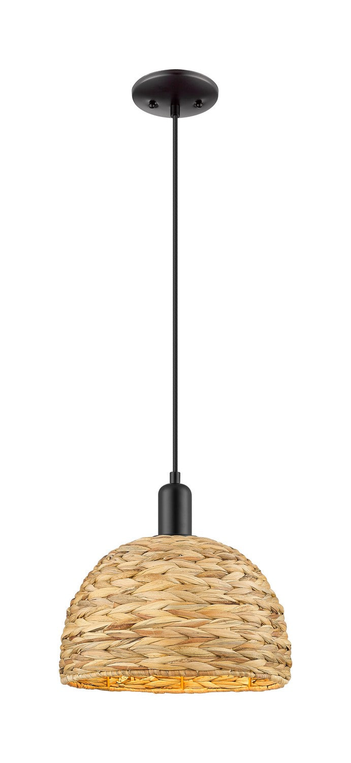 Innovations 716-1P-BK-RBD-12-NAT One Light Mini Pendant, Matte Black