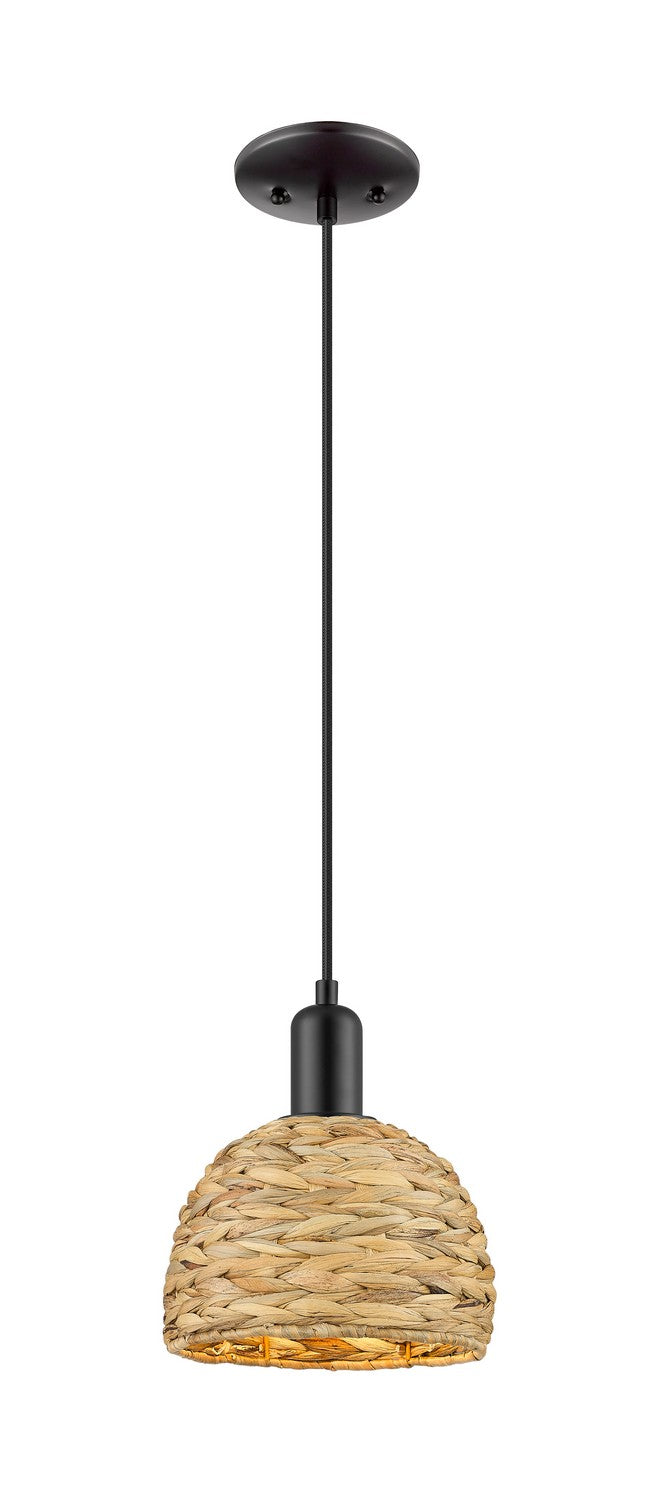 Innovations 716-1P-BK-RBD-8-NAT One Light Mini Pendant, Matte Black