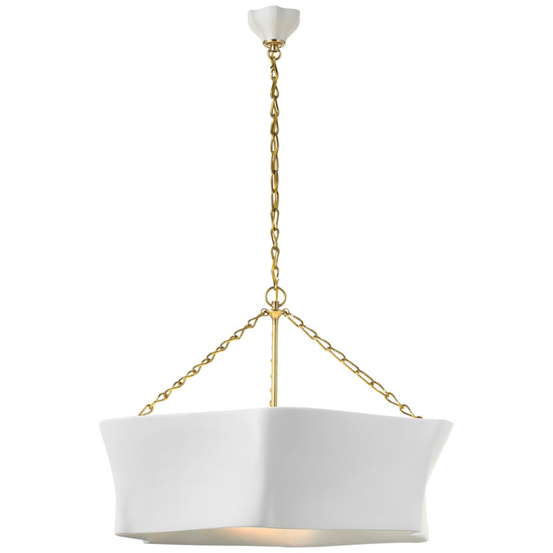 Visual Comfort Signature ARN 5040HAB/PW LED Chandelier, Hand-Rubbed Antique Brass and Plaster White
