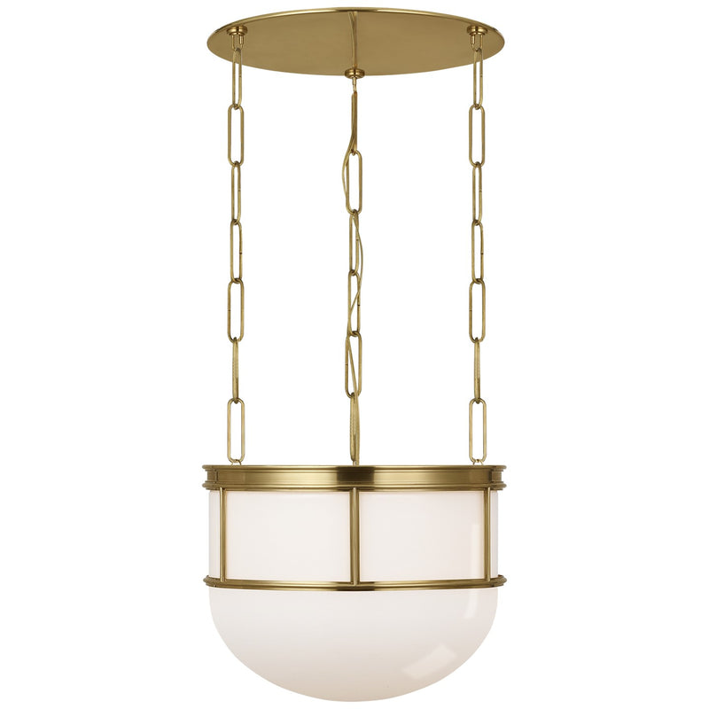 Visual Comfort Signature CHC 5125AB-WG LED Lantern, Antique-Burnished Brass with White Glass