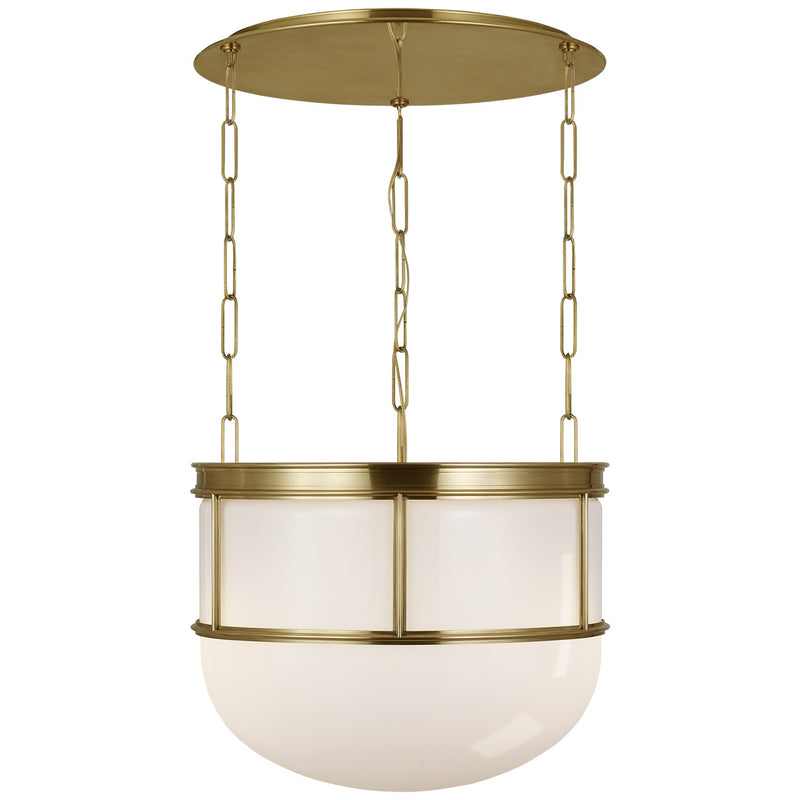 Visual Comfort Signature CHC 5126AB-WG LED Lantern, Antique-Burnished Brass with White Glass