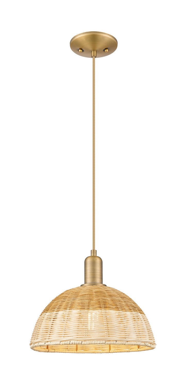 Innovations 716-1P-BB-NBD2-12-NAT One Light Mini Pendant, Brushed Brass