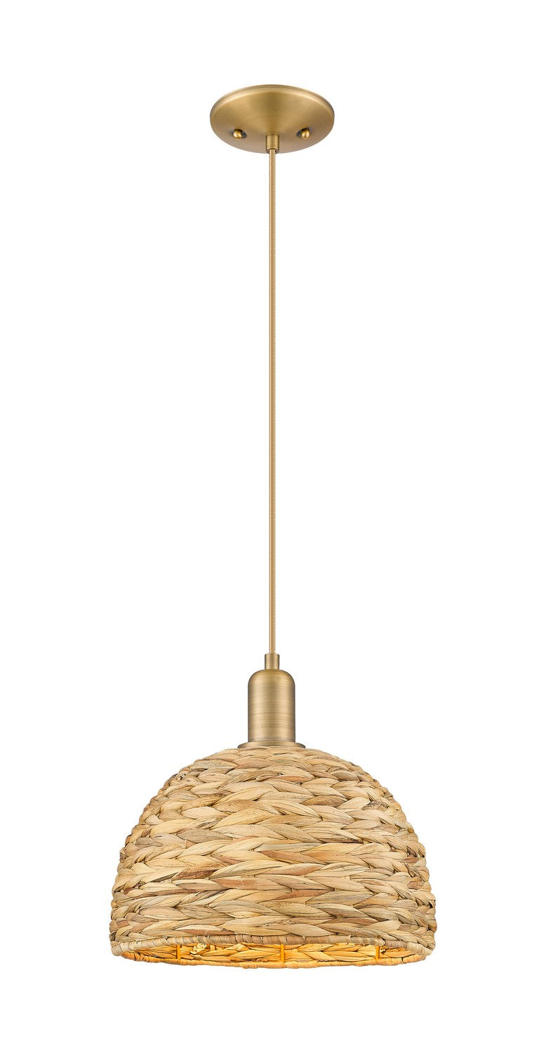 Innovations 716-1P-BB-RBD-12-NAT One Light Mini Pendant, Brushed Brass