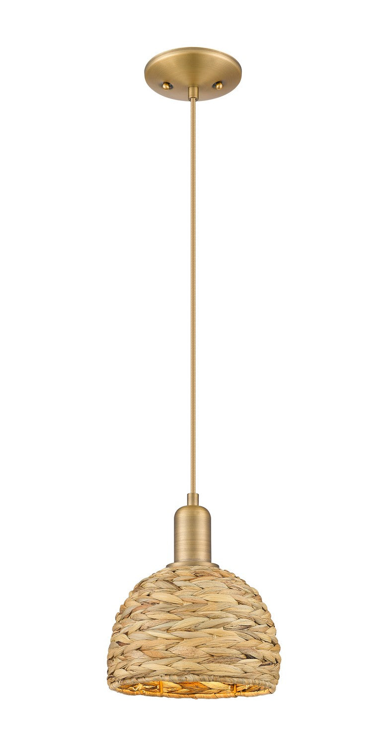Innovations 716-1P-BB-RBD-8-NAT One Light Mini Pendant, Brushed Brass