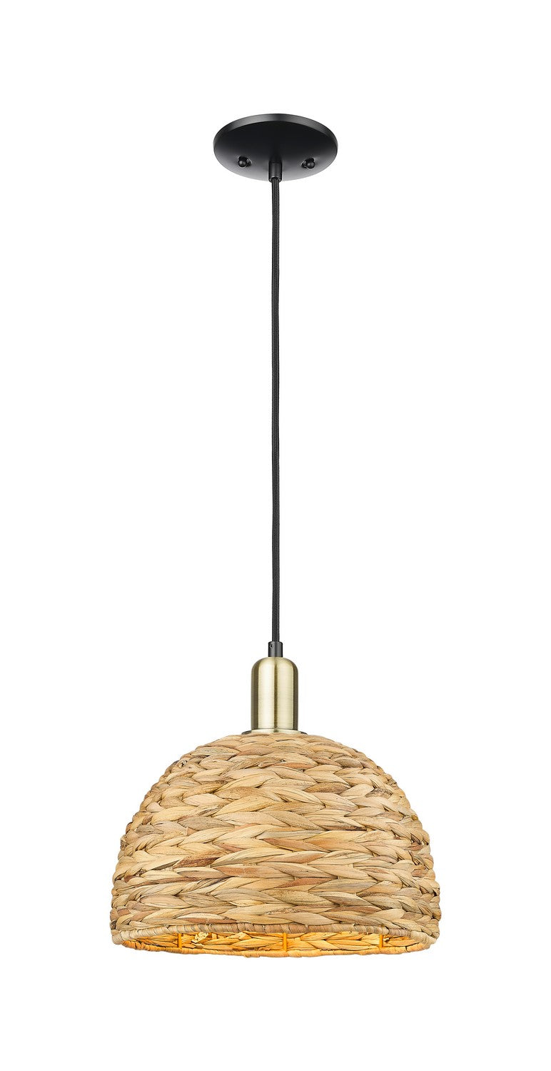 Innovations 716-1P-BAB-RBD-12-NAT One Light Mini Pendant, Black Antique Brass