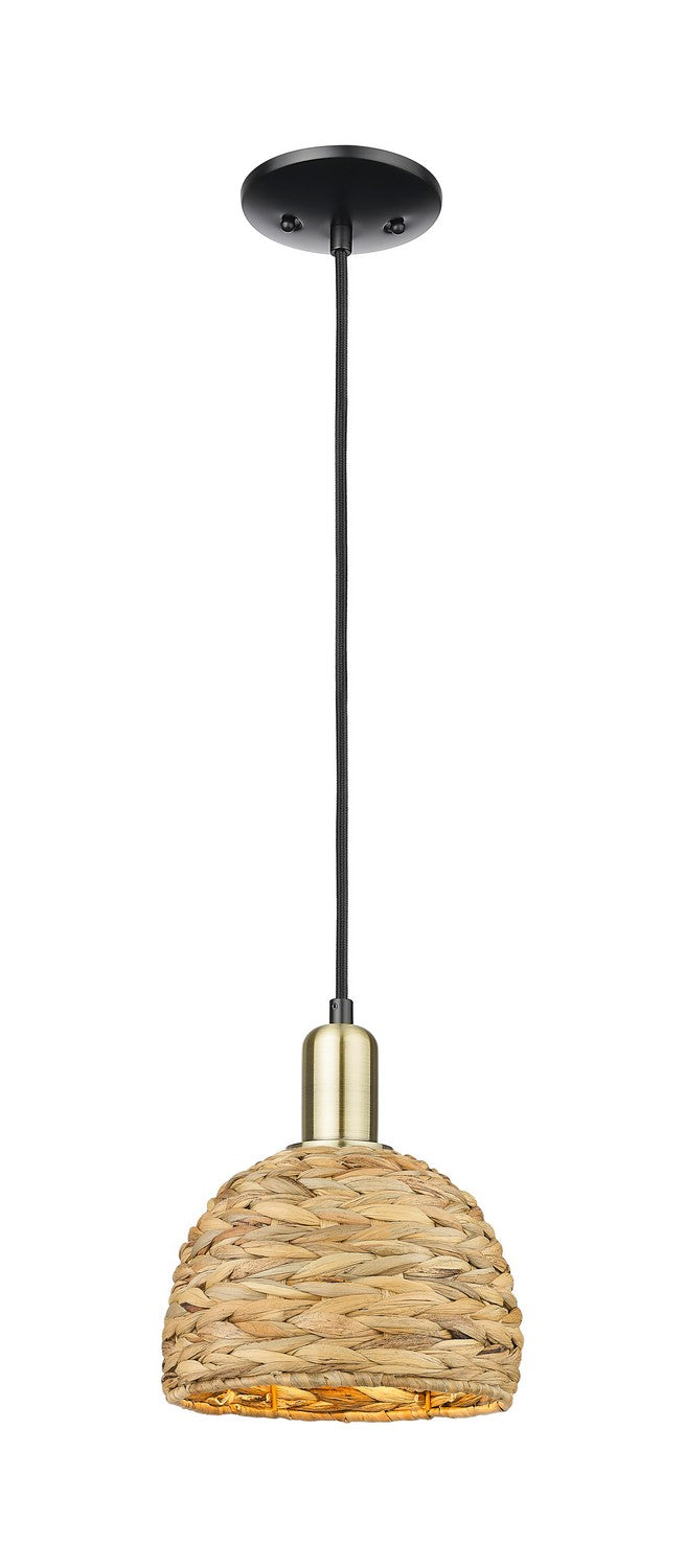 Innovations 716-1P-BAB-RBD-8-NAT One Light Mini Pendant, Black Antique Brass