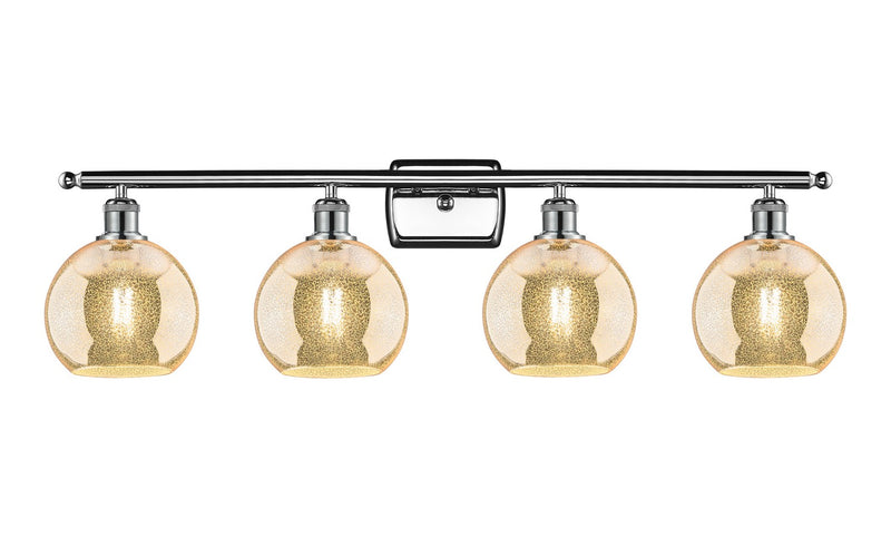 Innovations 516-4W-PC-G128-8 Four Light Bath Vanity, Polished Chrome