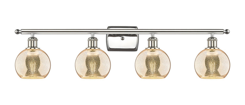 Innovations 516-4W-PN-G128-6 Four Light Bath Vanity, Polished Nickel