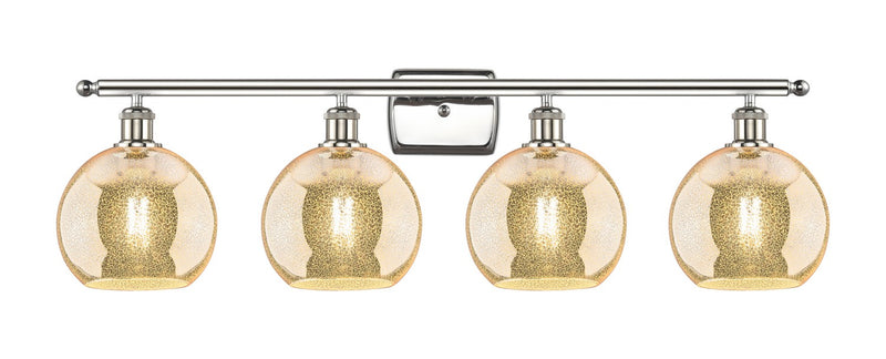 Innovations 516-4W-PN-G128-8 Four Light Bath Vanity, Polished Nickel