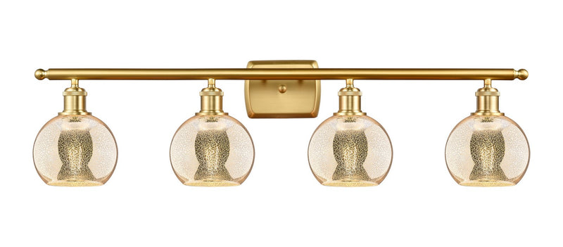Innovations 516-4W-SG-G128-6 Four Light Bath Vanity, Satin Gold