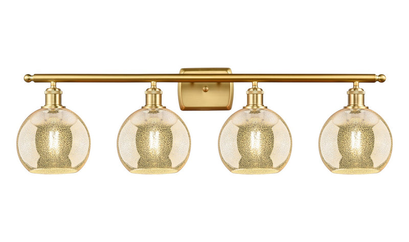 Innovations 516-4W-SG-G128-8 Four Light Bath Vanity, Satin Gold