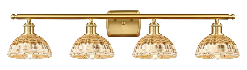 Innovations 516-4W-SG-NBD2-75-NAT Four Light Bath Vanity, Satin Gold