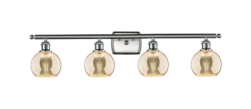 Innovations 516-4W-SN-G128-6 Four Light Bath Vanity, Brushed Satin Nickel