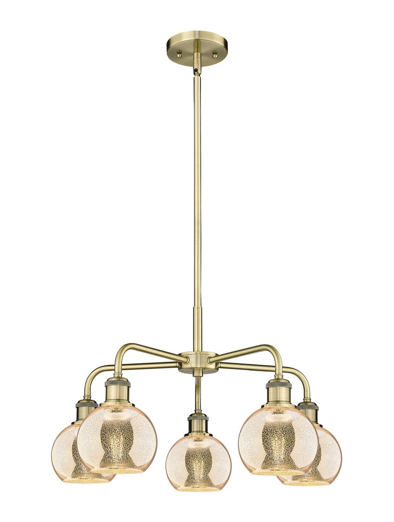 Innovations 516-5CR-AB-G128-6 Five Light Chandelier, Antique Brass