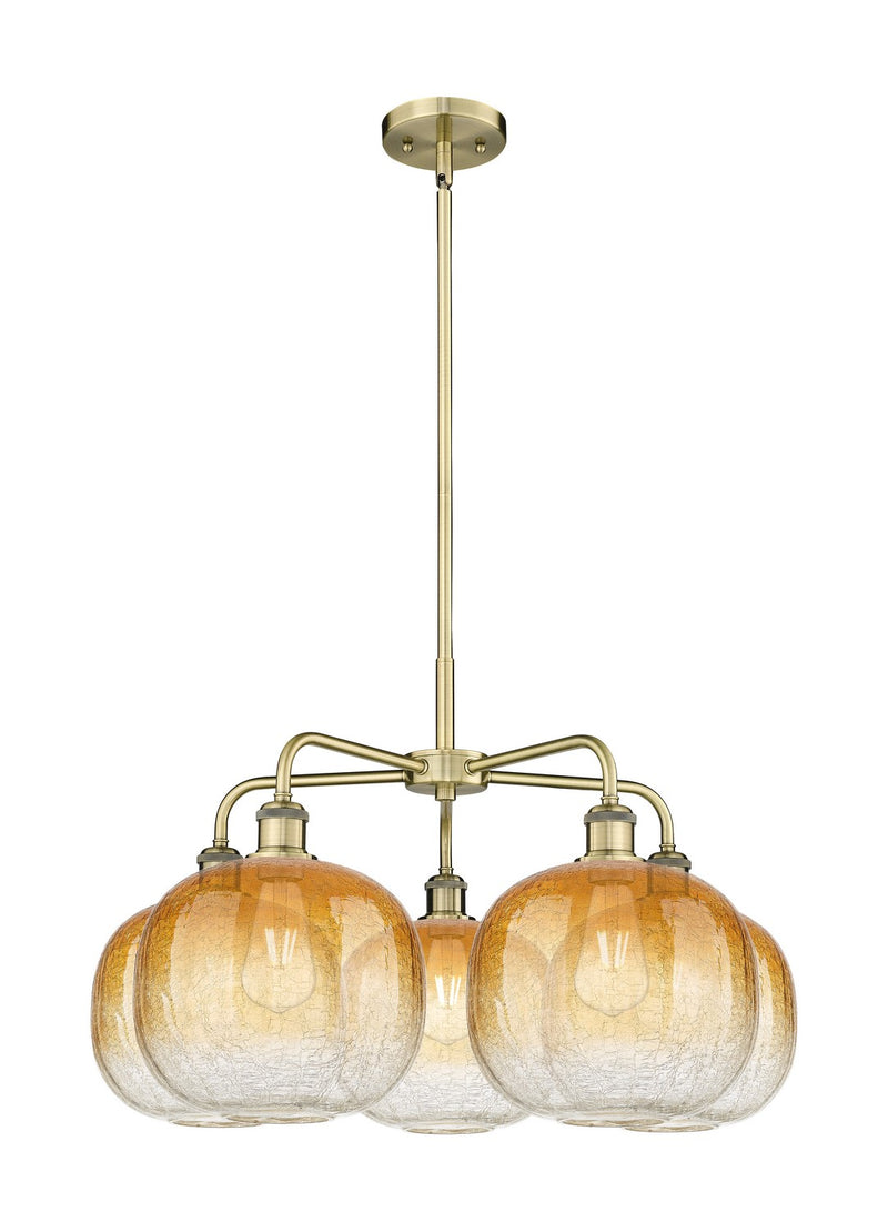 Innovations 516-5CR-AB-G481-10AM Five Light Chandelier, Antique Brass