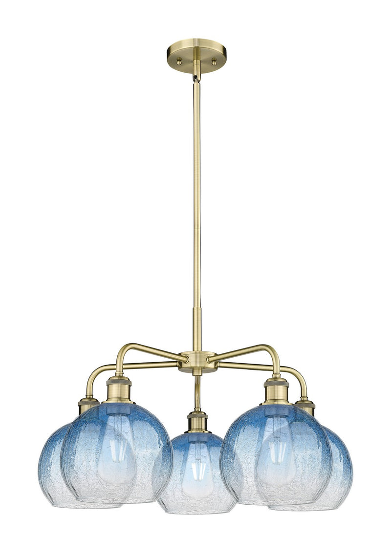 Innovations 516-5CR-AB-G483-8SB Five Light Chandelier, Antique Brass