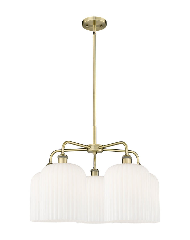 Innovations 516-5CR-AB-G559-8GWH Five Light Chandelier, Antique Brass