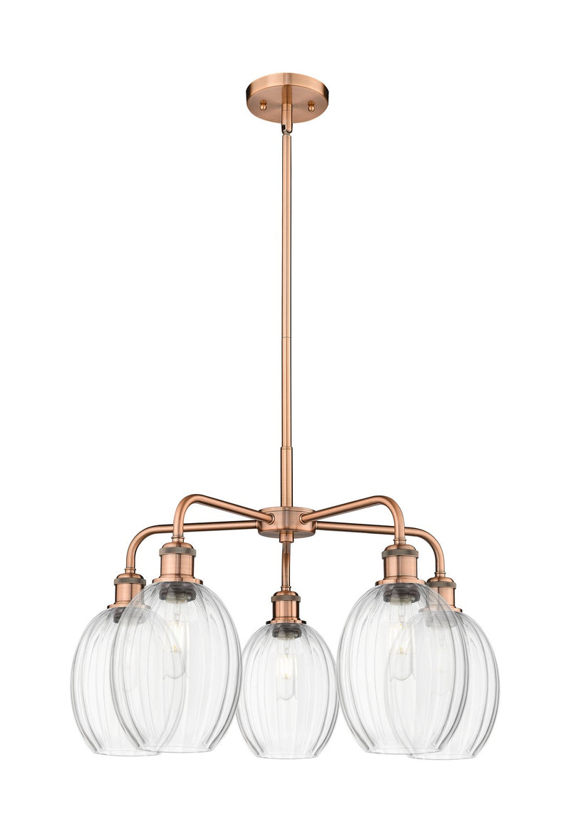 Innovations 516-5CR-AC-G459-6CL Five Light Chandelier, Antique Copper