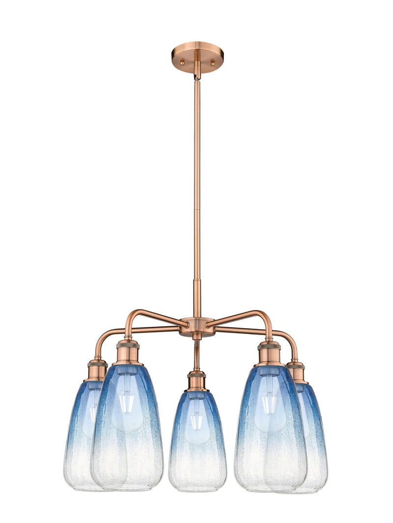 Innovations 516-5CR-AC-G480-6SB Five Light Chandelier, Antique Copper