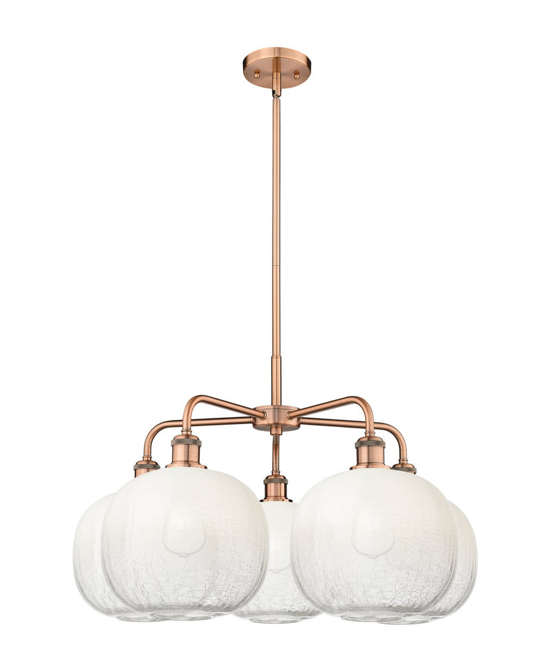 Innovations 516-5CR-AC-G481-10OP Five Light Chandelier, Antique Copper