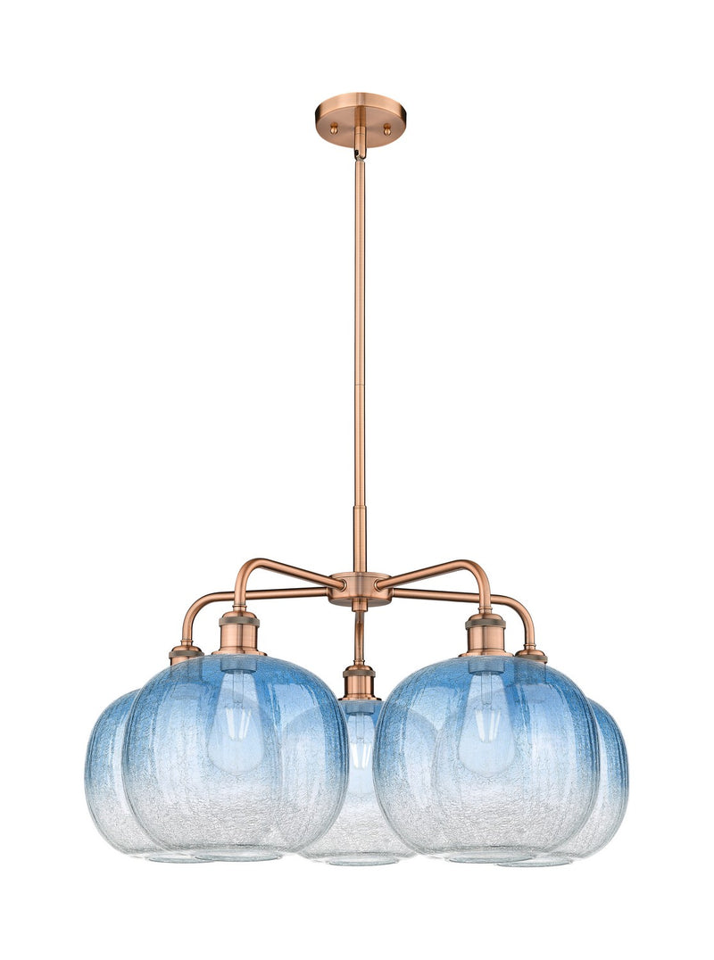 Innovations 516-5CR-AC-G481-10SB Five Light Chandelier, Antique Copper