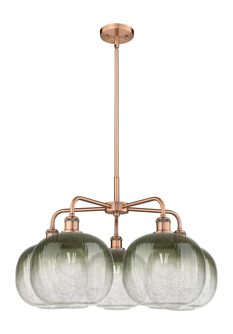Innovations 516-5CR-AC-G481-10SL Five Light Chandelier, Antique Copper