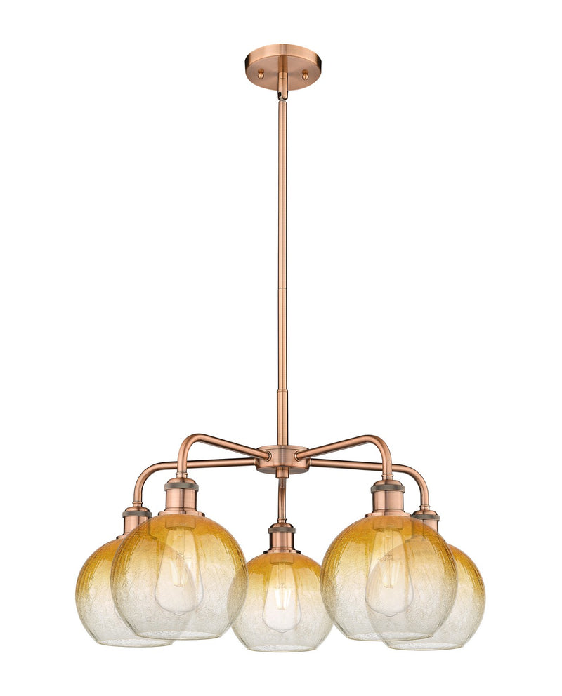 Innovations 516-5CR-AC-G483-8AM Five Light Chandelier, Antique Copper