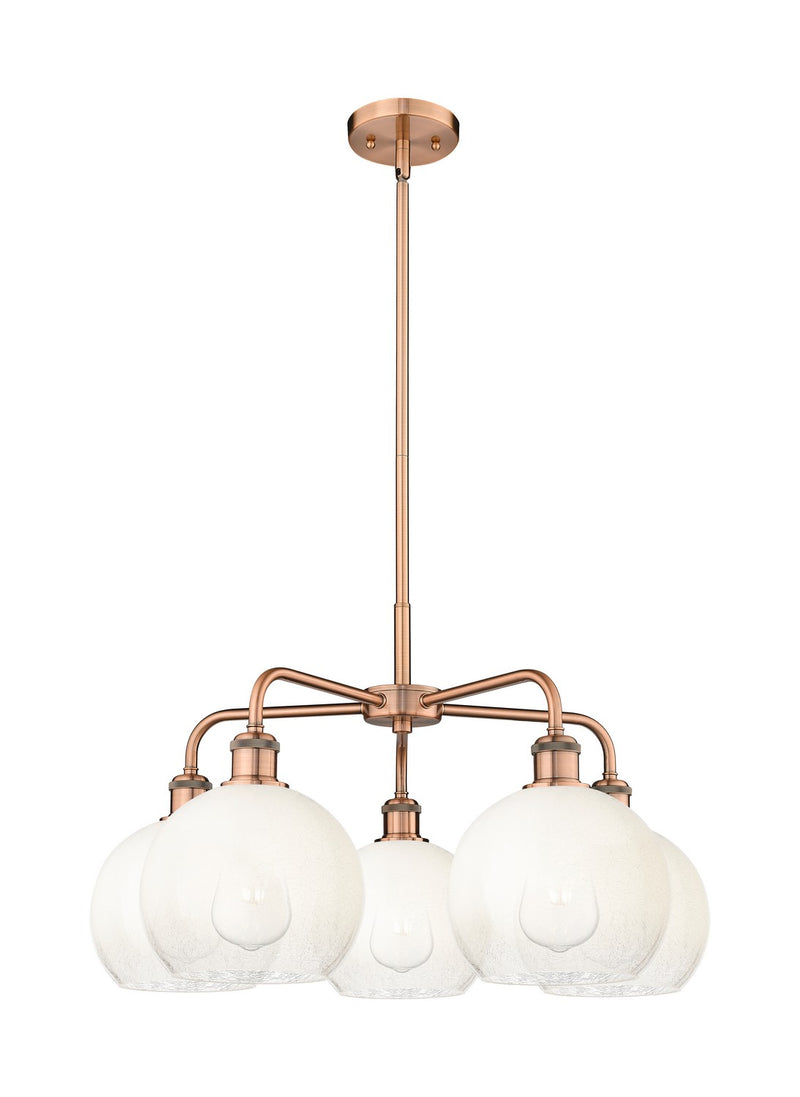 Innovations 516-5CR-AC-G483-8OP Five Light Chandelier, Antique Copper