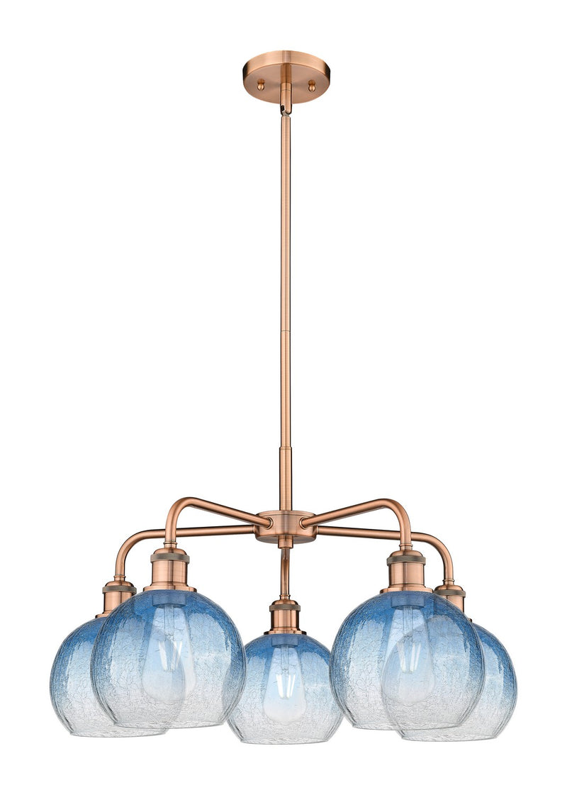 Innovations 516-5CR-AC-G483-8SB Five Light Chandelier, Antique Copper