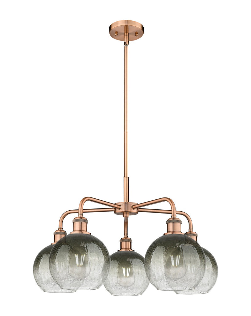 Innovations 516-5CR-AC-G483-8SL Five Light Chandelier, Antique Copper