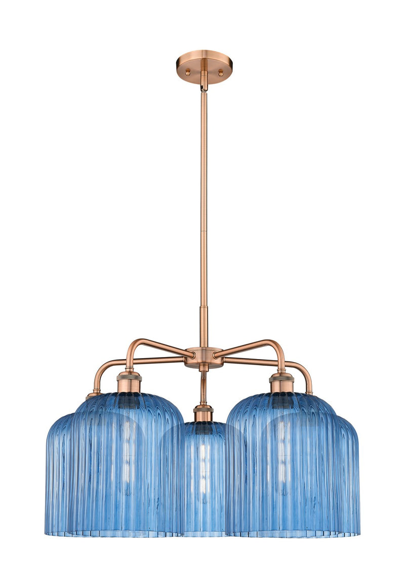 Innovations 516-5CR-AC-G559-8BL Five Light Chandelier, Antique Copper