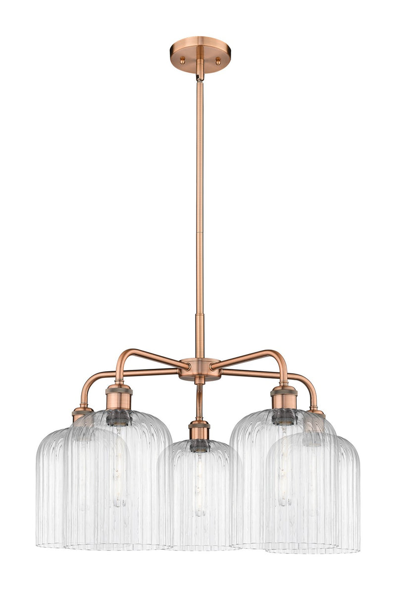 Innovations 516-5CR-AC-G559-8CL Five Light Chandelier, Antique Copper