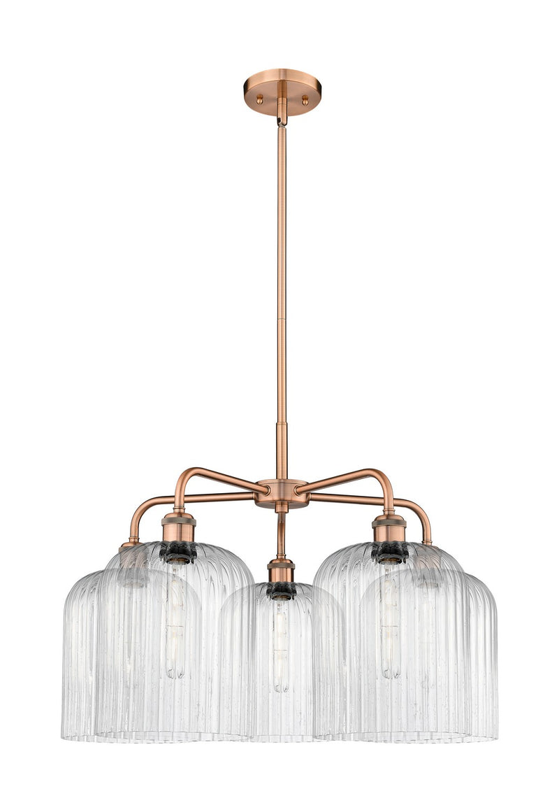 Innovations 516-5CR-AC-G559-8SDY Five Light Chandelier, Antique Copper