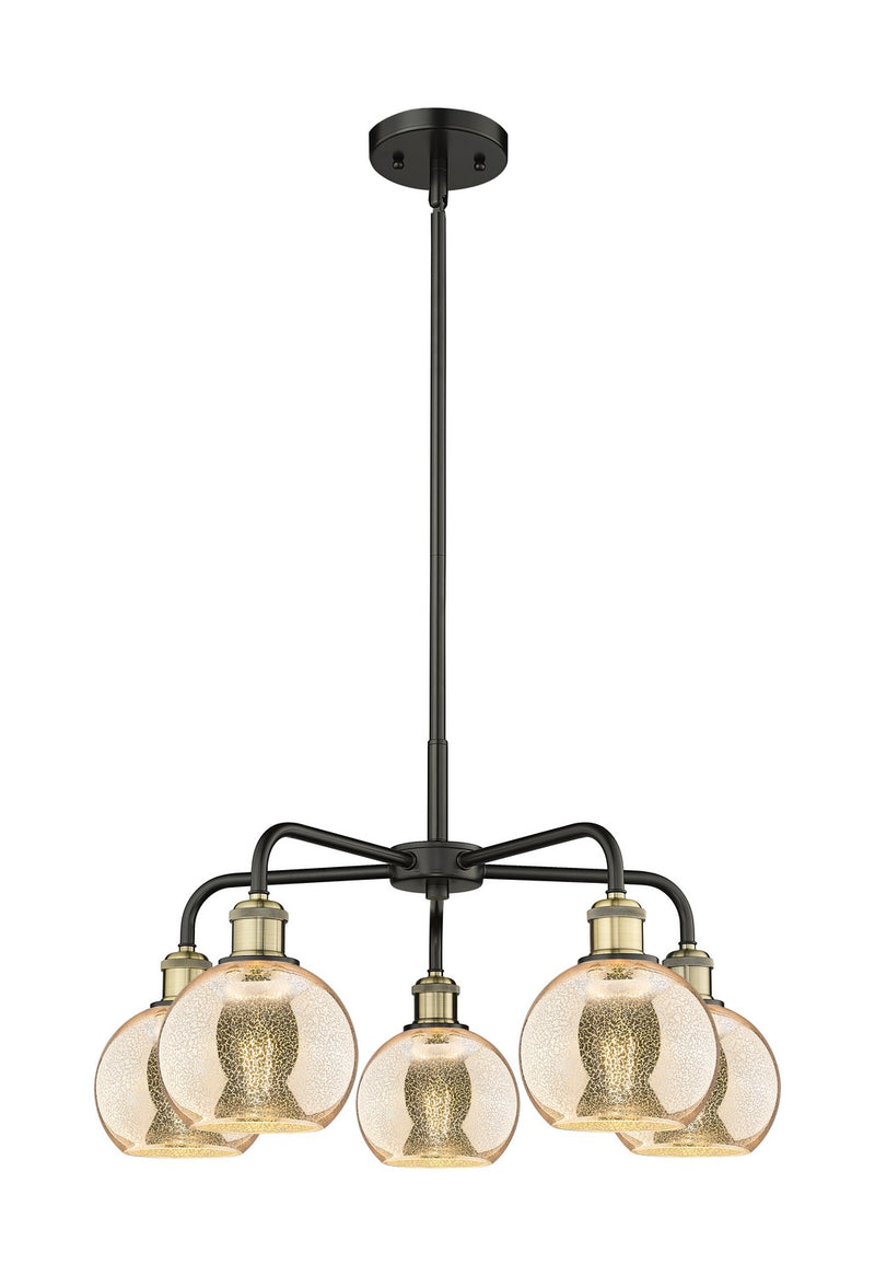 Innovations 516-5CR-BAB-G128-6 Five Light Chandelier, Black Antique Brass