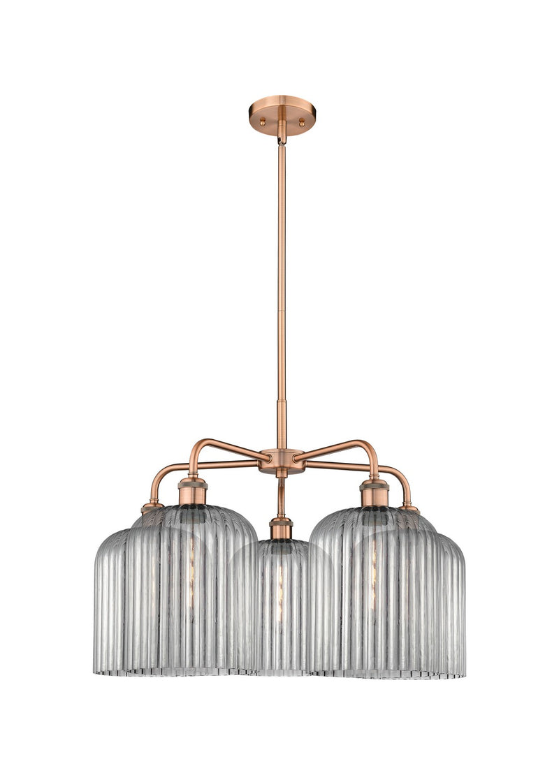 Innovations 516-5CR-AC-G559-8SM Five Light Chandelier, Antique Copper