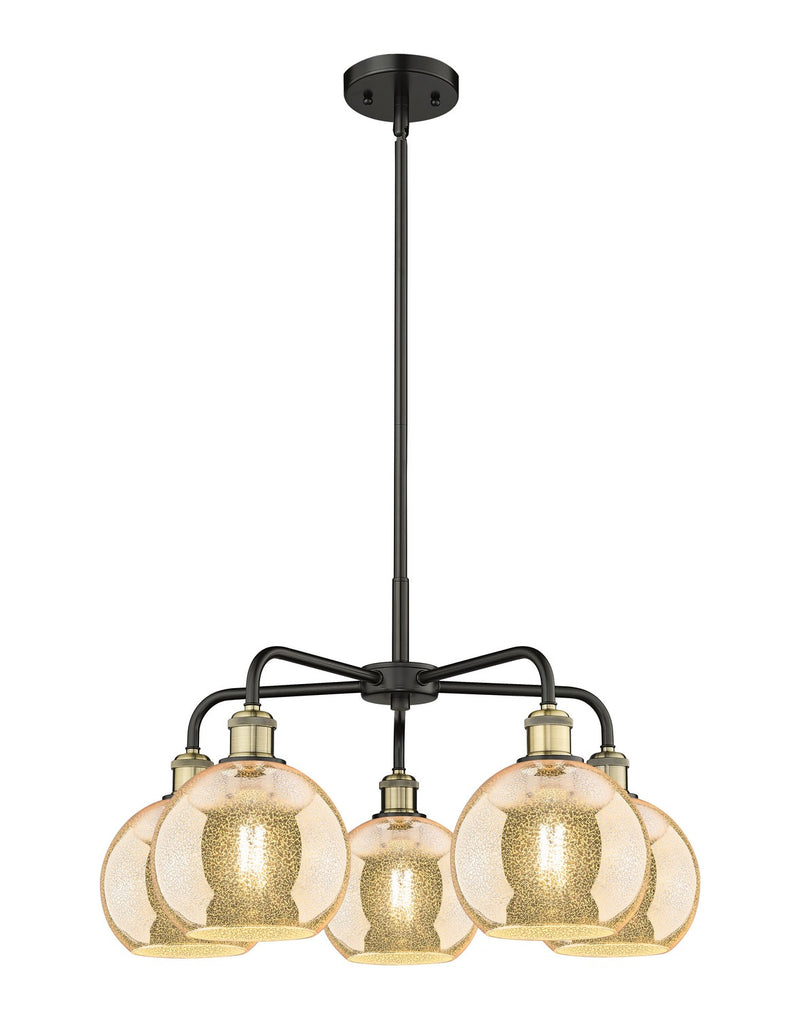 Innovations 516-5CR-BAB-G128-8 Five Light Chandelier, Black Antique Brass